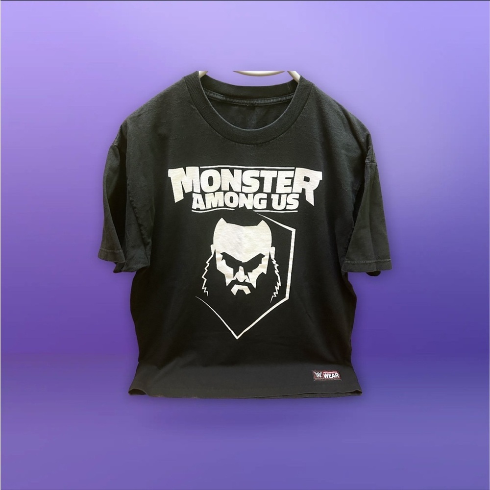 WWE Monster Among Us Black Graphic T-Shirt with Monster Design size L